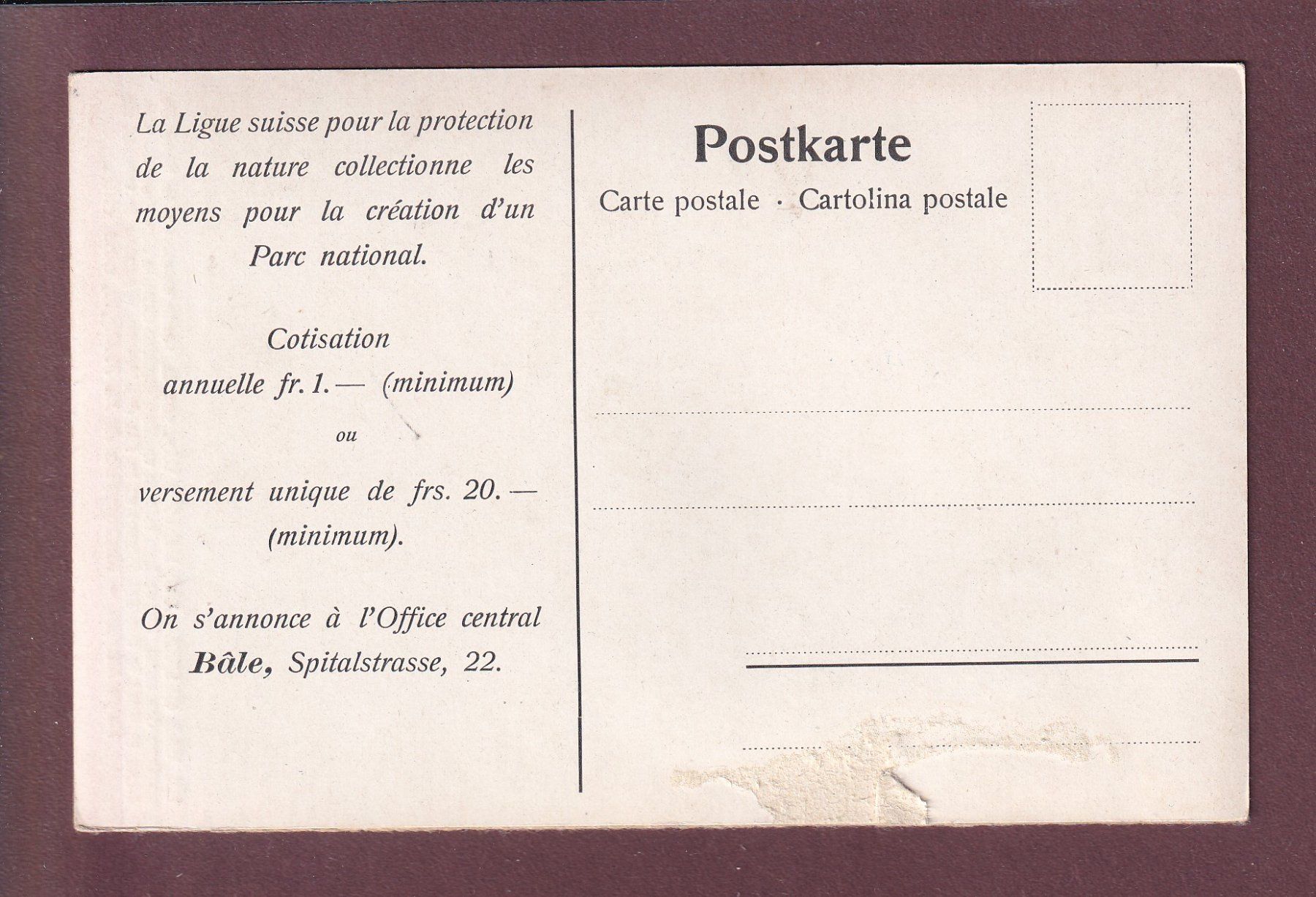 Cartoline postali: Parc national - GRISONS - Val Cluoza – Usato da Pully venduto da nicecards 1