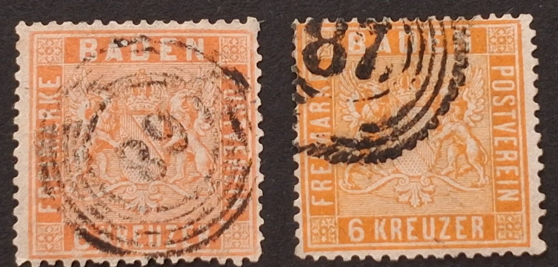 Alle Briefmarken: Baden Mi-Nr.11 a/b gestempelt  220 Fr – Gebraucht aus Kriens von Nidfeld45