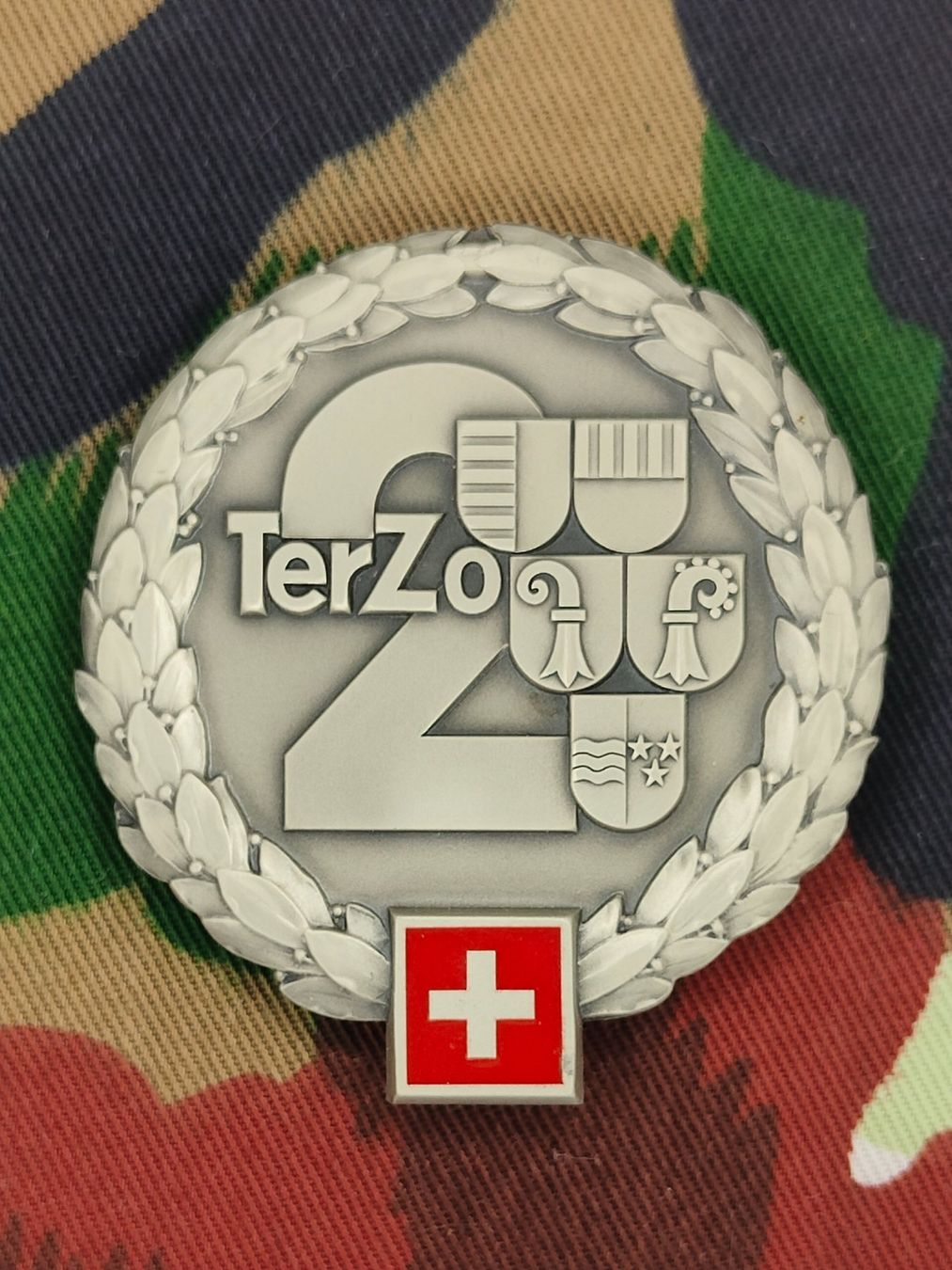 Schweizer Armee Placchette & Badge: Béretemblem Territorialzone 2 – Usato da Bauma venduto da SwissMilitaria