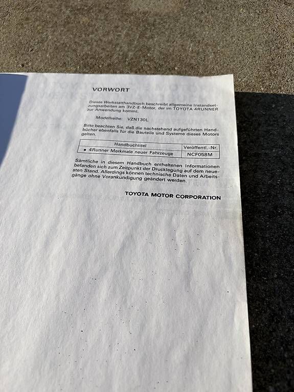 Documenti: Werkstatthandbuch Toyota 4Runner 3.0 – Usato da Gränichen venduto da Xbertone 1