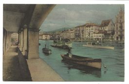 Zürich - Stadt - Blick gegen Limmatquai - diverse Boote 1913