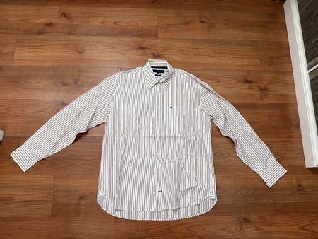 Tommy Hilfiger Herrenhemd Gestreift Weiß Rot L