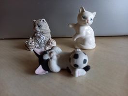 Keramik-Katzenfiguren, 3er-Set, Sammlerstücke,