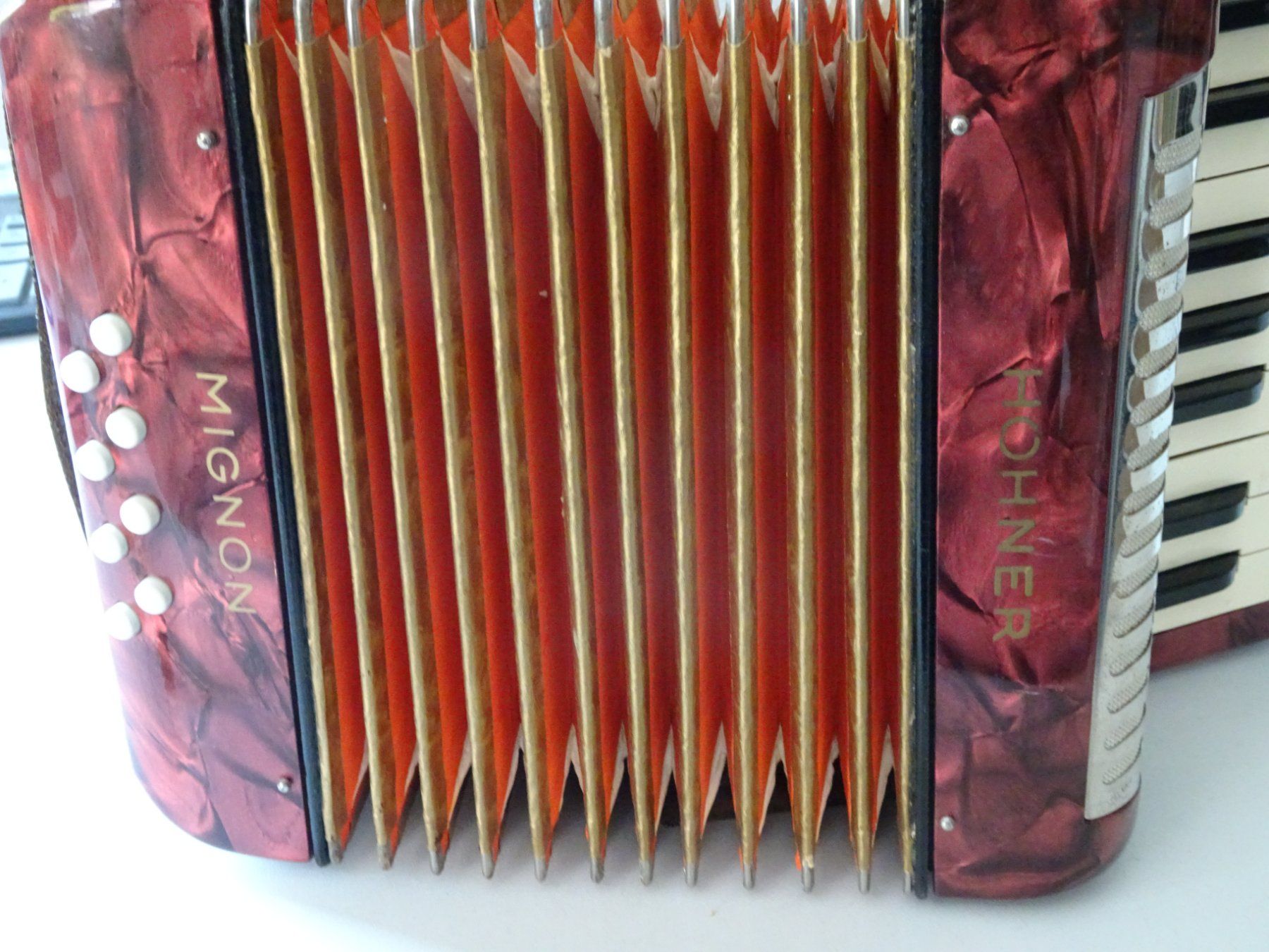 Strumenti musicali: Hohner Mignon Akkordeon Mini Handorgel Harmonika Tasten – Usato da Goldswil b. Interlaken venduto da troedlermarkt-goldsw 4