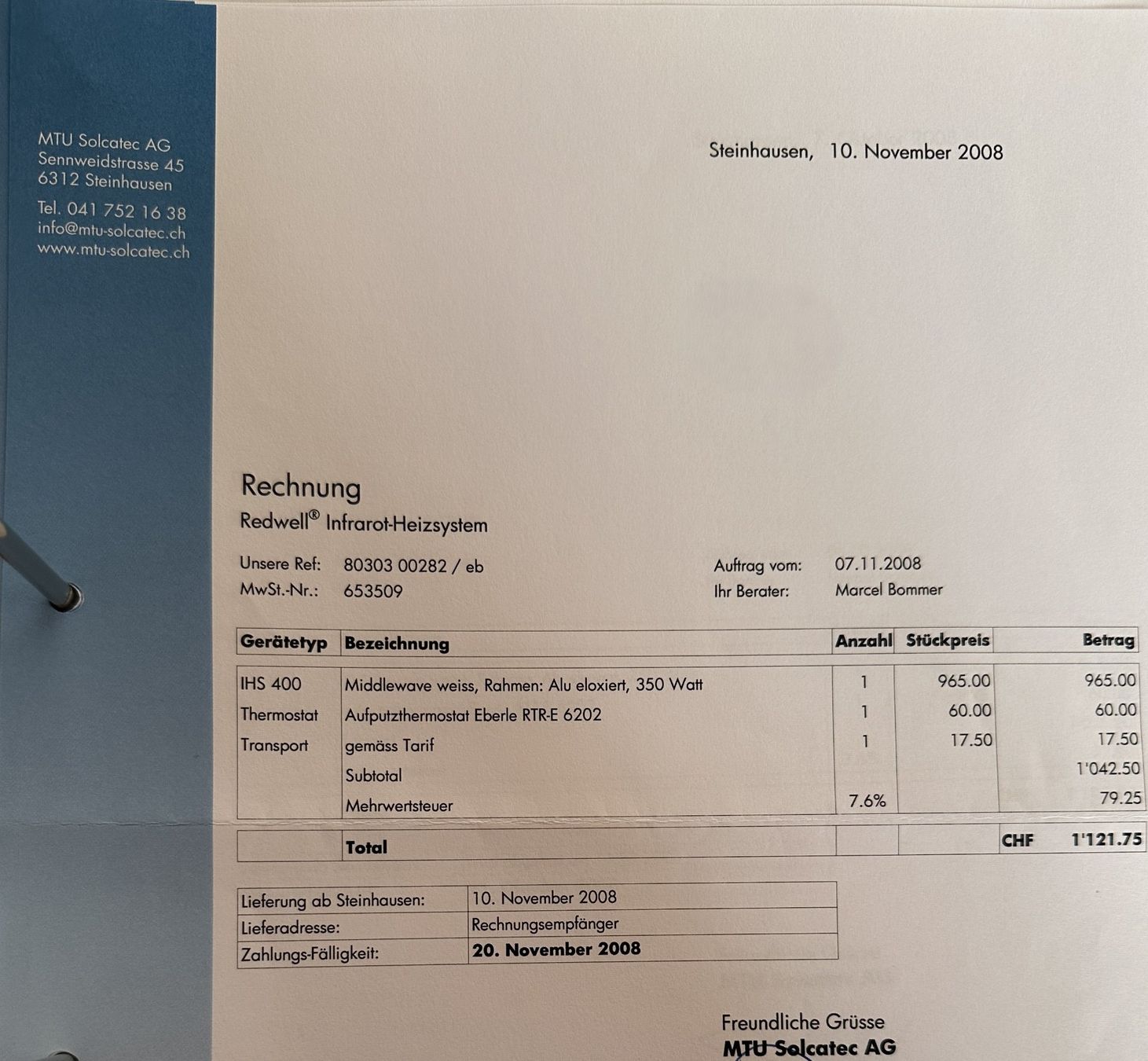 Redwell Radiateurs: Redwell Infrarot IHS 400 - mit Termostat Eberle RTR-E 6202 – D'occasion à Grüt (Gossau ZH) par Cf152 5