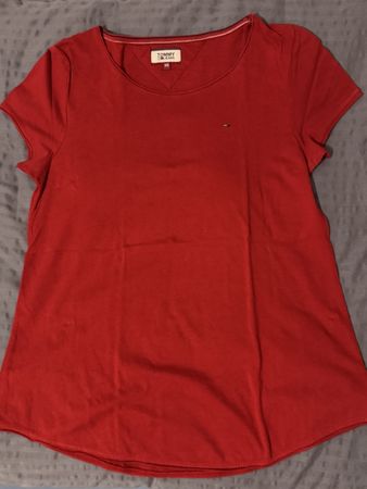 Rotes Tommy Hilfiger T-Shirt Gr. XS Damen Baumwolle Top Somm