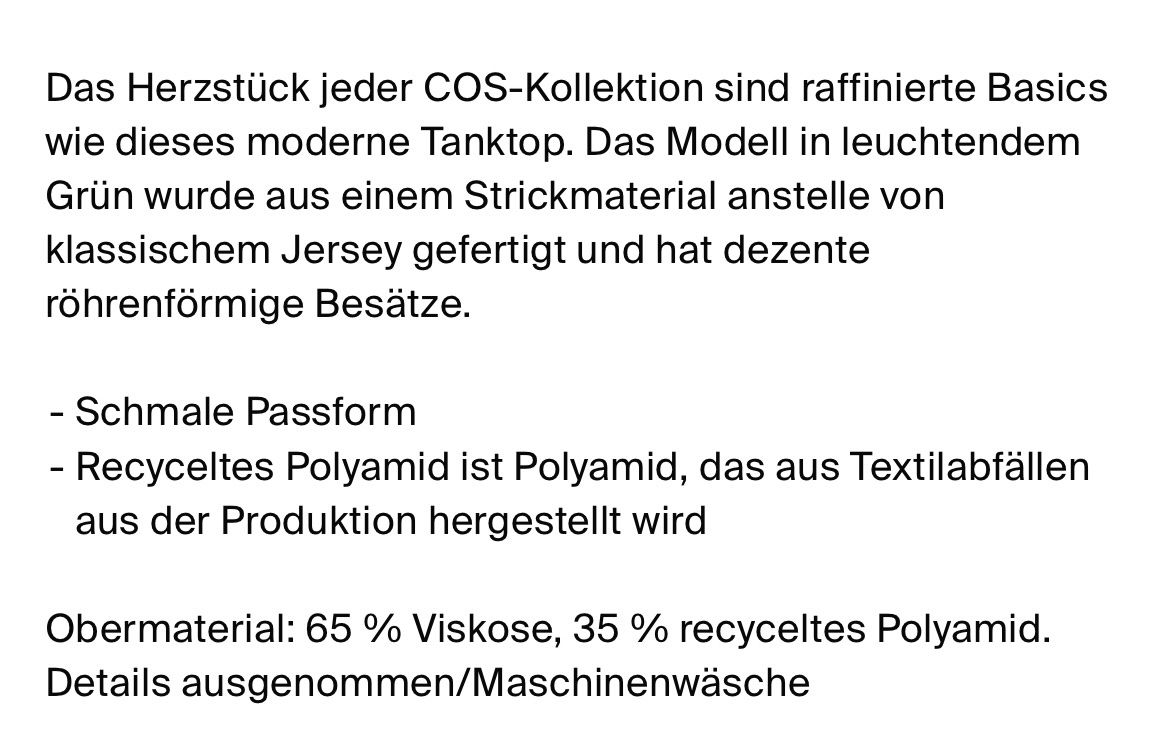 Cos Tops: Tanktop COS Gr. M – D'occasion à Kreuzlingen par London071 3