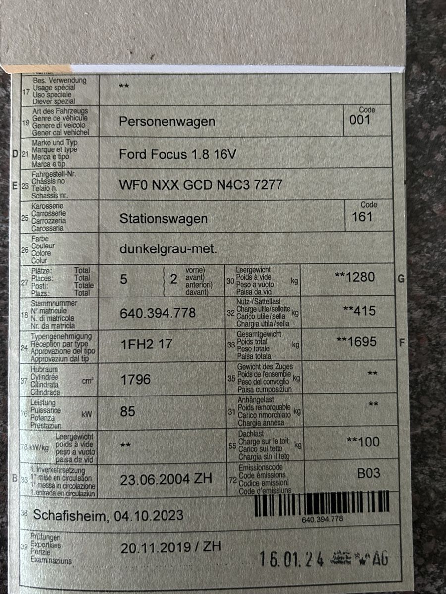 Ford Automobili: Ford Focus 1.8 16V – Usato da Waltenschwil venduto da alfarumore 8