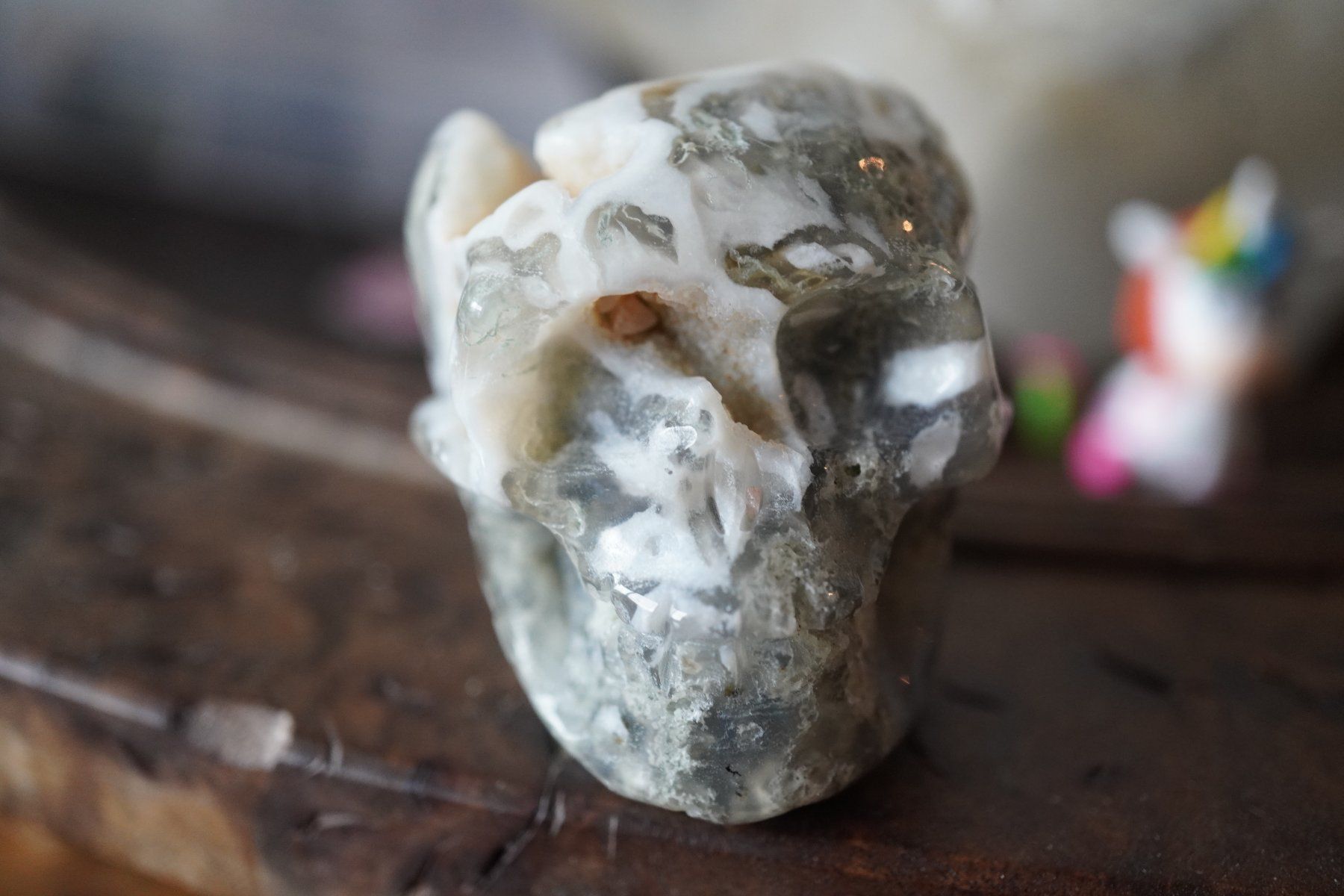 Minerali & Pietre curative: Moos Achat Drusen  Skull     "TOPSTONE" – Nuovo e nell'imballaggio originale da Eschenbach SG venduto da topstone 2