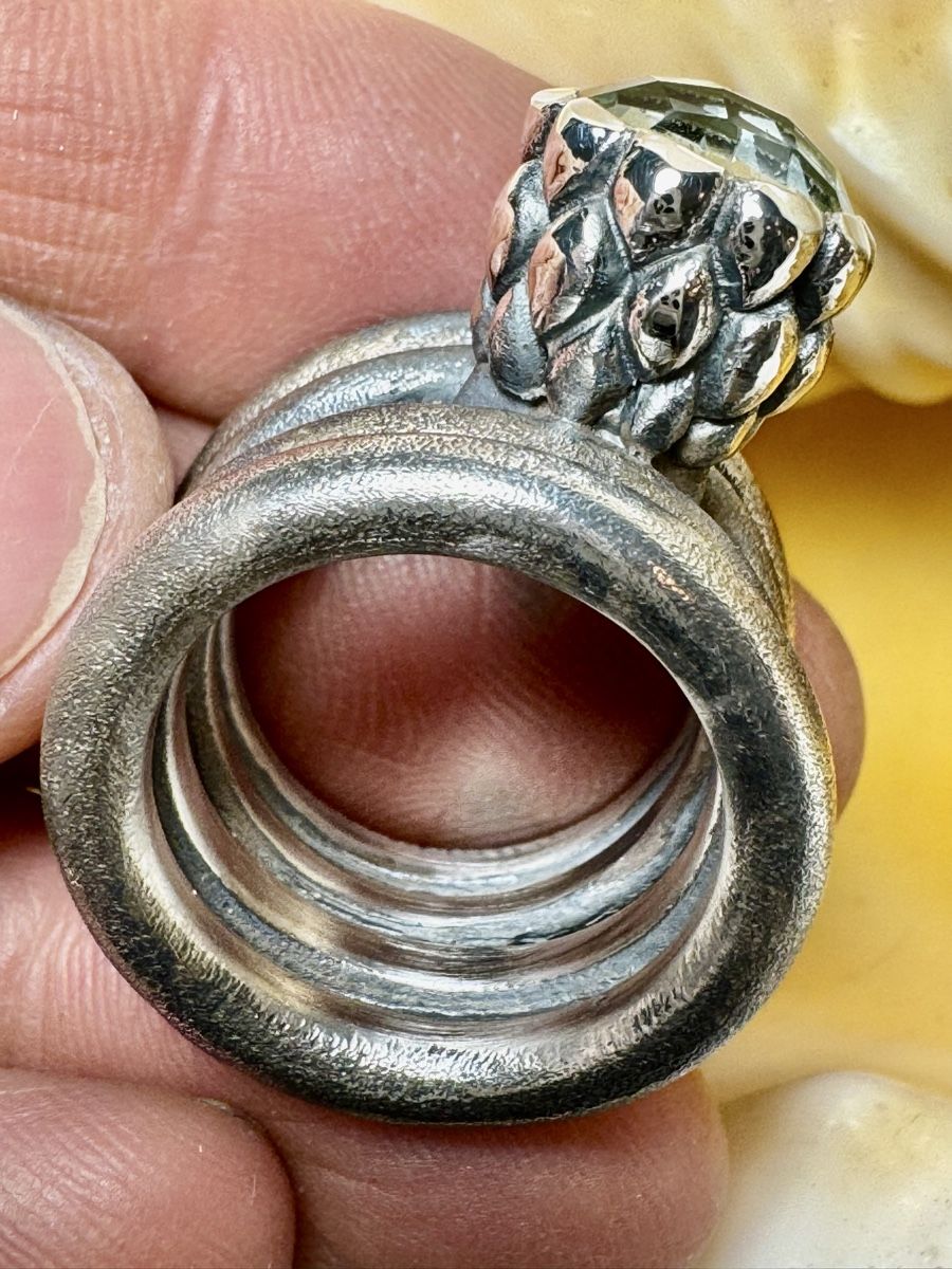 Anelli: Echter Prasiolit - Designer-Silberring  – Nuovo e nell'imballaggio originale da Jona venduto da Herzschmiede 9