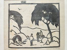 Heinrich Müller 1885-1960 Basel "Landschaft Probedruck 1914