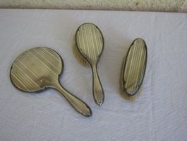 Versilbertes Spiegel und Bürsten Set