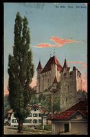 AK Thun, Ortsansicht mit der Burg