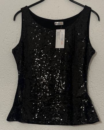 Schwarzes Pailletten-Top, festlich Gr. XL