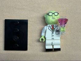 1 Stück LEGO Minifigur, Dr. Willi-Chemie mit Sockel,