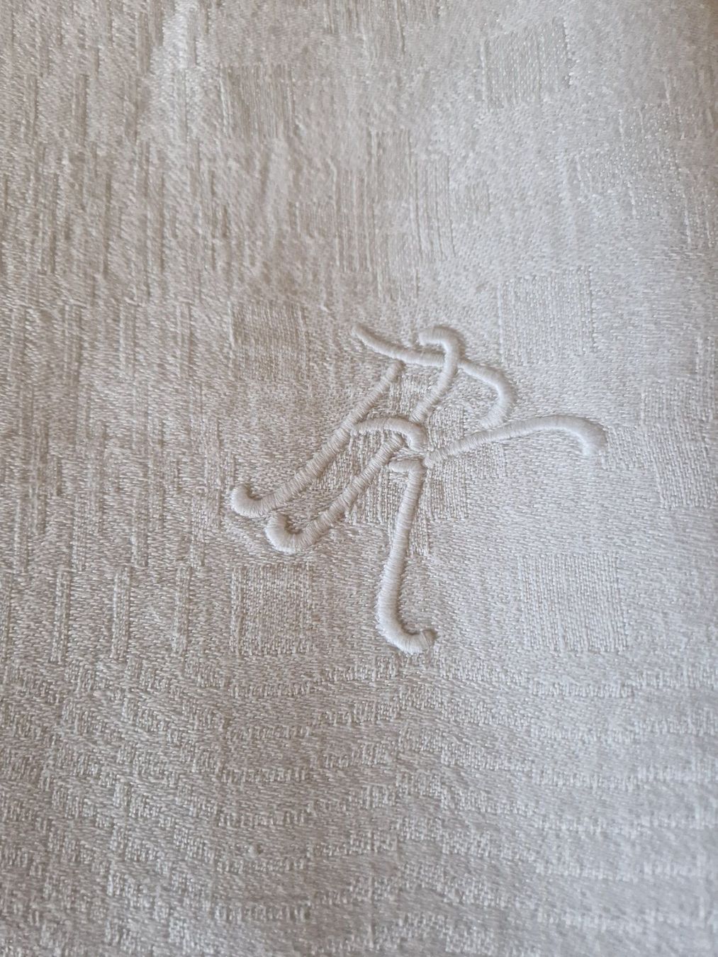 Altra biancheria da tavola: Leinendamast Tischdecke Monogramm FK – Usato da Bern venduto da Antikbatik 8