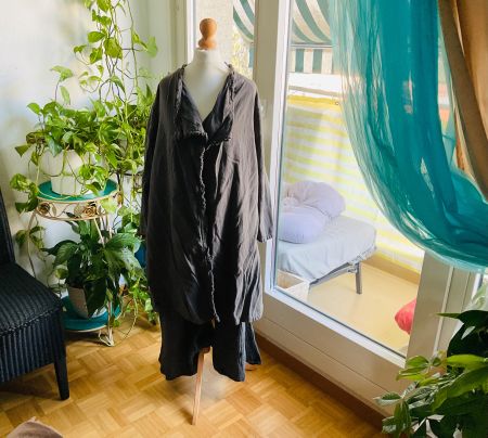 Super agréable ensemble manteau et pantalon large, t. unique