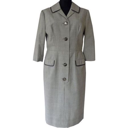 Kleid L/XL Luxus-Verarbeitung Prince-de-Galles VINTAGE 1970s