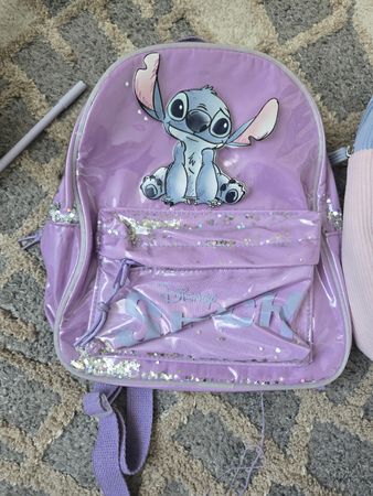 Kinderrucksack Stitch Disney Lila glitzernd gebraucht