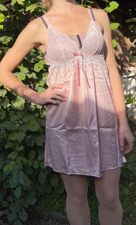 Seducente Pigiama pSottoveste Crema con Pizzo Taglia S/M