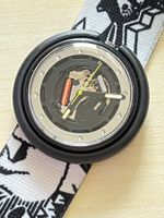 Swatch Uhr Schwarz Weiss Stoffarmband guter Zustand