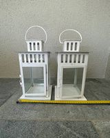 Lot de 2 lanternes IKEA blanches en métal et verre