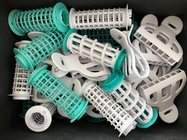 Lockenwickler Set mit Clips weiss türkis gebraucht