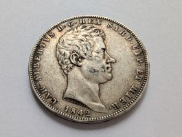 🇮🇹 Sardinien 5 Lire 1842 Genova KM#130.2 24.95g