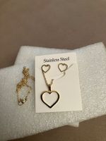 hübsches, zartes Edelstahl, goldfarbenes Schmuckset, 2tlg.