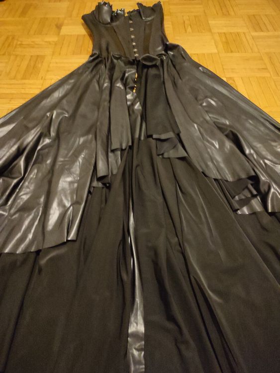 Gothic Womens Wetlook Pvc Faux Leather Corset Dress Long / S | Kaufen ...