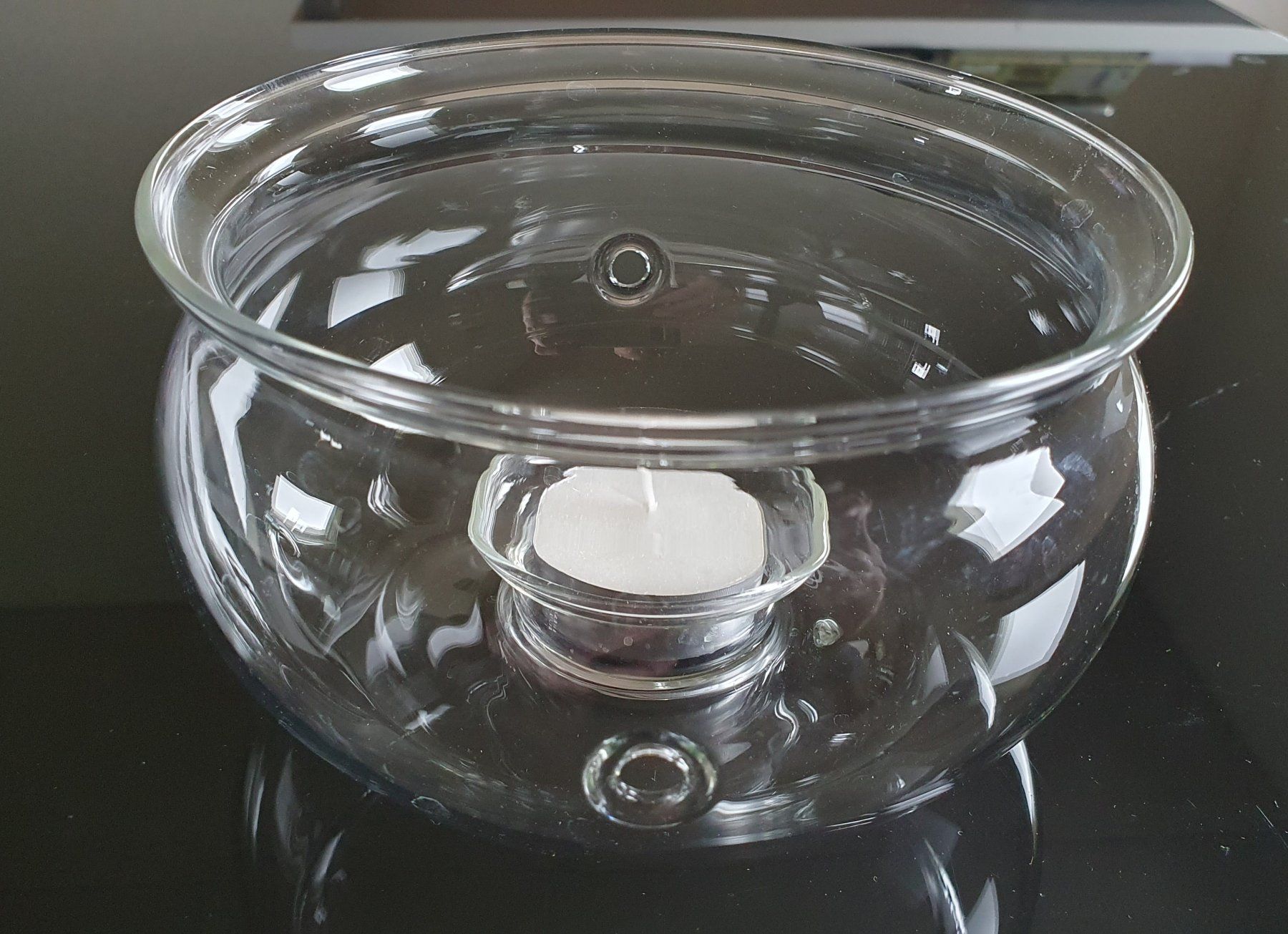Portacandele: Teelicht Schale / Teewärmer - JENAER Glas – Usato da Giswil venduto da online-Brockenhaus