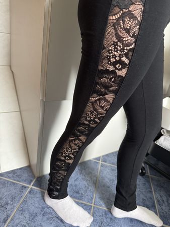 Leggings Urban Classics schwarz Grösse S mit Spitze