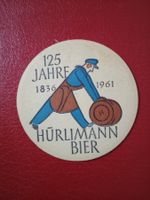 Bierdeckel Hürlimann Bier Zürich Mann mit Fass 125 Jahre