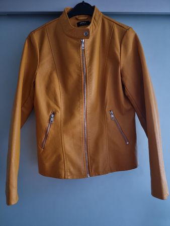 ONLY Lederjacke Grösse 40, senfgelb