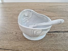 Baby Schüsselset mit Saugnapf inkl. Löffel, Silikon, NEU