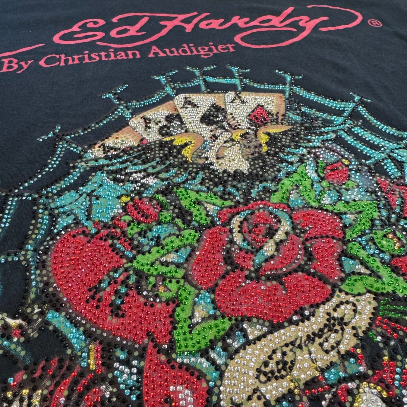 Ed Hardy T-shirt: Ed Hardy y2k "aces catcher" rhinestones tee – Usato da St. Gallen venduto da sourced_limited 2