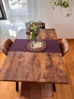 Table de salle à manger extensible marron foncé + 4 chaises