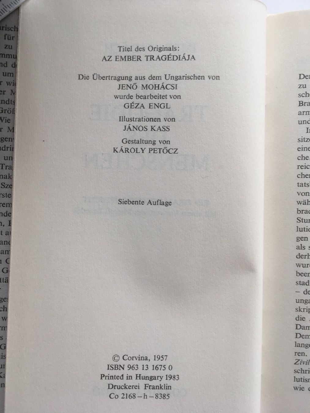 Libri: Die Tragödie des Menschen; Imre Madach – Usato da Grenchen venduto da Kogi7 4