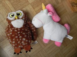 Eule & Einhorn Stofftiere Set