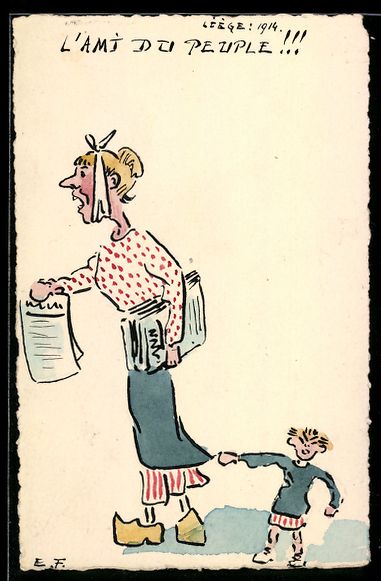 Cartoline postali: Handgemalt: Liege, Stadttyp aus Lüttich – Usato da Berlin venduto da bartko-reher