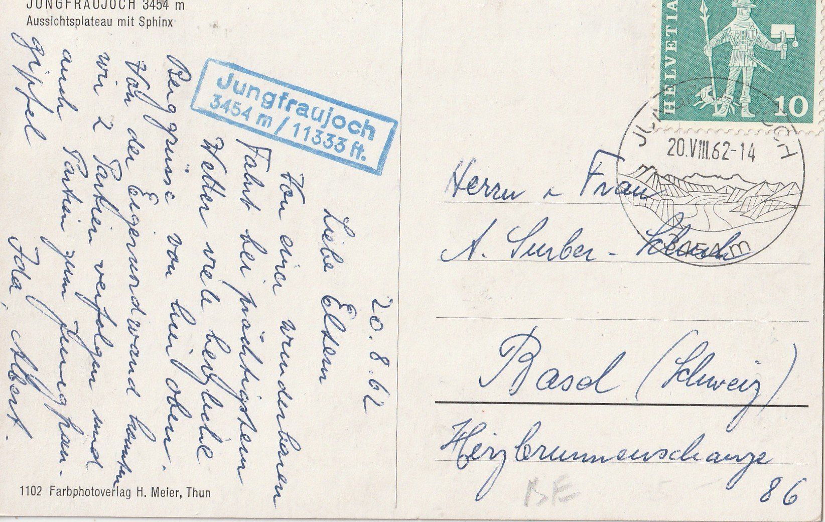 Cartoline postali: Jungfraujoch – Usato da Lumbrein venduto da made02 1