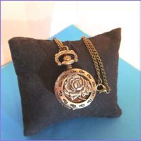 NEUE Umhängeuhr Bronze mit Deckel + Kette