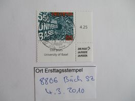 Voll Ort Ersttagsstempel 8806 Bäch