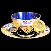 ✨ Prunkvolle Vintage Mokkatasse – Kobaltblau & Gold ✨