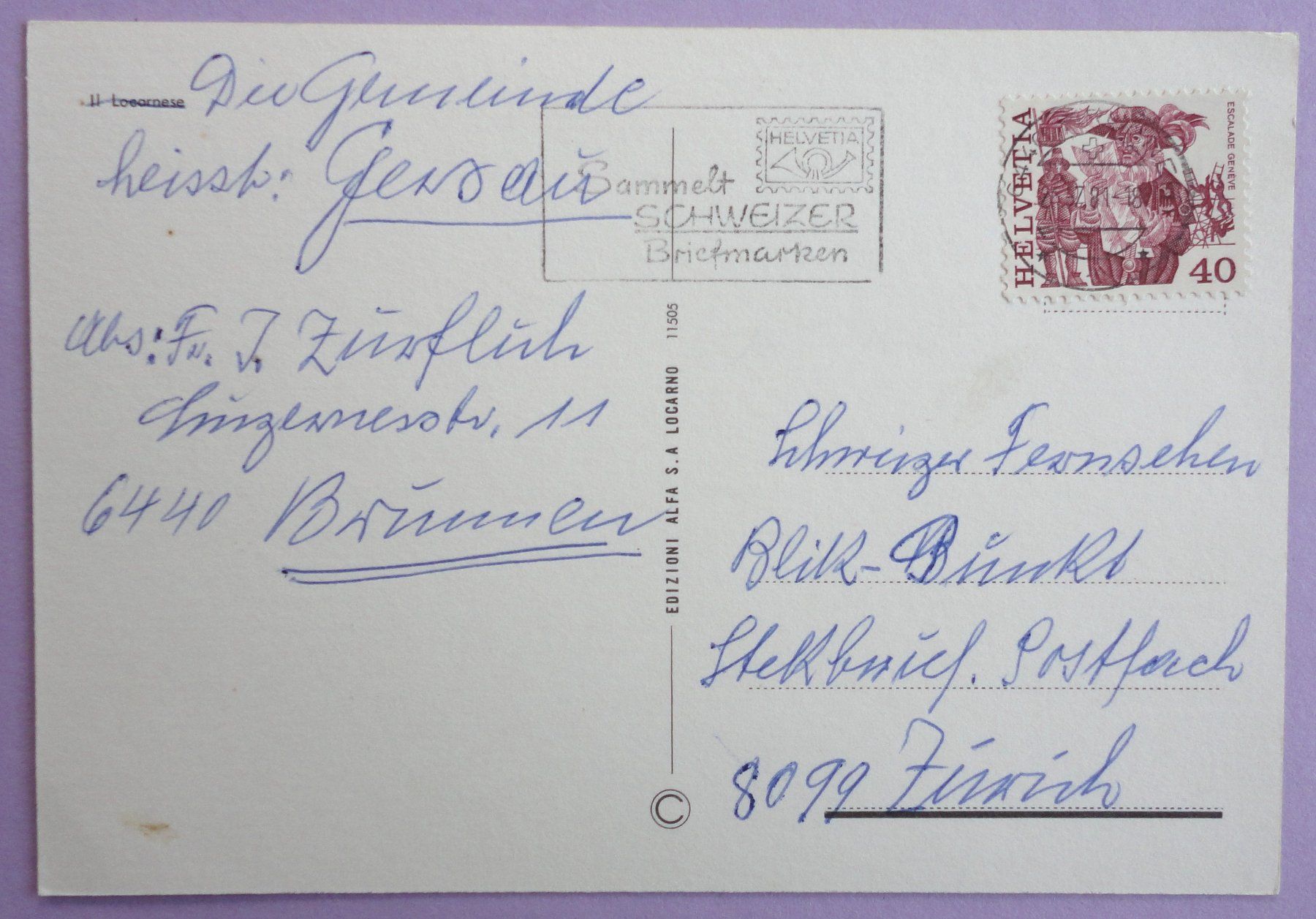 Cartoline postali: Il Locarnese – Usato da Fétigny venduto da Billy2miny 1