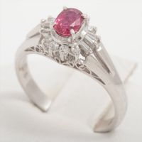 Ring Ruby 0.48 CT Diamonds 0,18 CT Platinum 900 5.1g