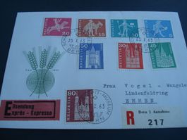 R-Eilbrief 1963 mit Teilsatz Dauermarken, o Postmuseum