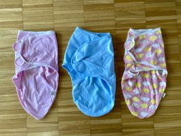 3 Baby Swaddle Wraps, Pink, Blue, Clouds Design