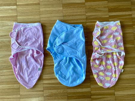 3 Baby Swaddle Wraps, Pink, Blue, Clouds Design