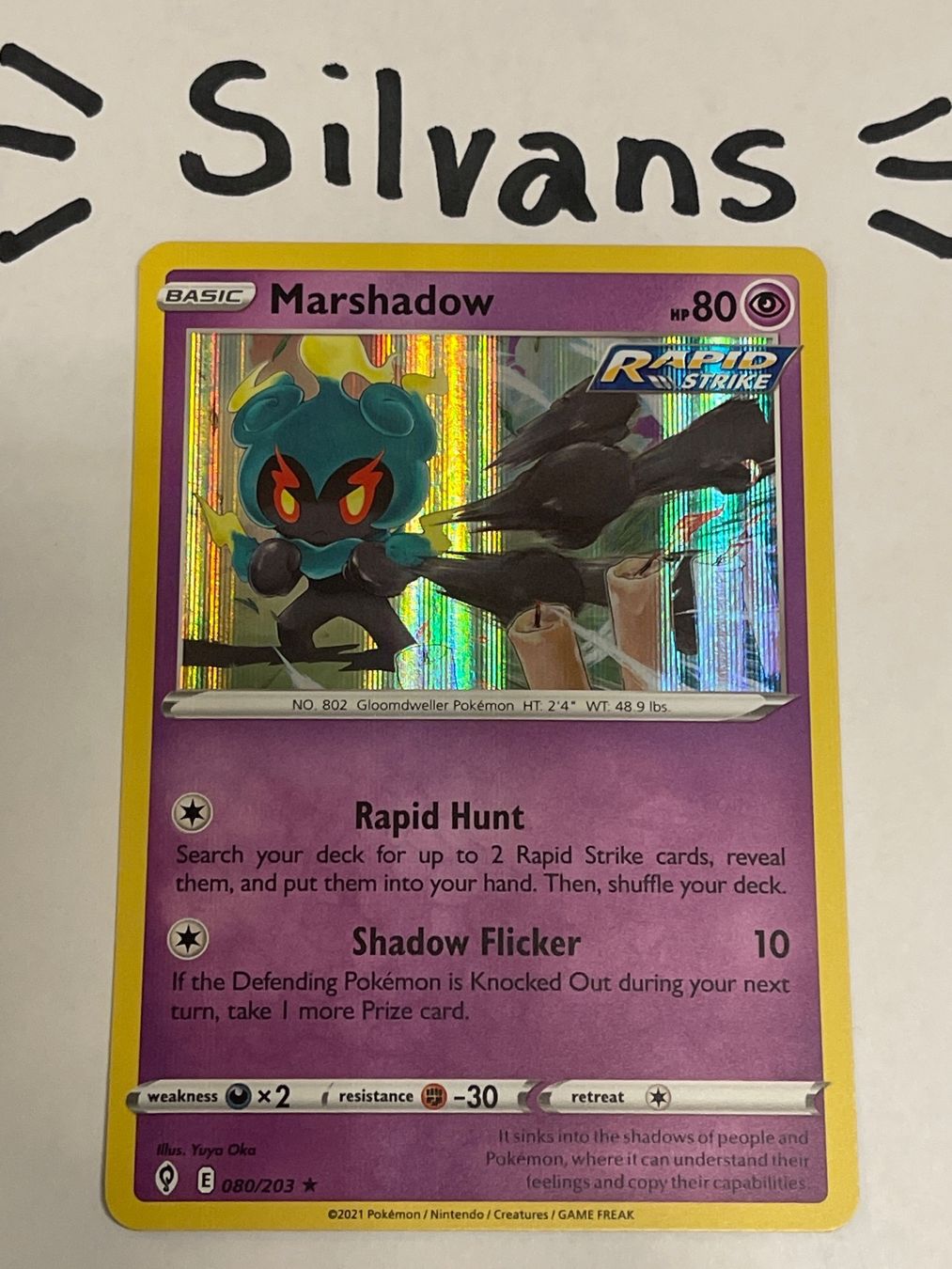 Pokémon Carte collezionabili: Marshadow Holo 080/203 Evolving Skies Englisch – Nuovo (secondo la descrizione) da Wil SG venduto da Silvans